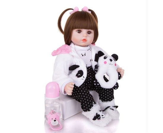 Limited Collection Reborn Baby Doll Cloth Body Stuffed Lifelike Babies Alive Doll Cosplay Panda Toy For Toddler Birthday Present