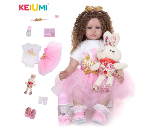 New Arrive 60 CM Reborn Dolls Menina Long Hair Lifelike Soft Silicone Cloth Body Newborn Boneca Toys Kids Birthday XMAS Gift