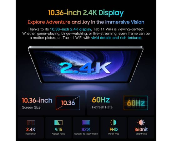 【World Premiere】Blackview Tab 11 WiFi Tablet 10.36''2.4K FHD+Display 14GB+256GB MTK MT8183 Octa Core 8380mAh Battery 16MP Tablet