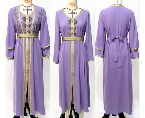 Dubai Luxury Handcrafted Diamond Dress Two Pieces Abaya Sets Islamic Clothing Women Abaya Kaftan Muslim Party Gown EID Vestidos