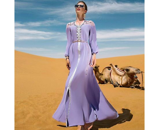 Elegant Women Formal Long Dress With Diamonds Wedding Party Dubai Gown Muslim Islamic Abaya Kaftan Moroccan Robe