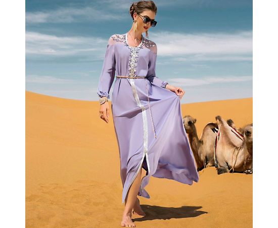 Elegant Women Formal Long Dress With Diamonds Wedding Party Dubai Gown Muslim Islamic Abaya Kaftan Moroccan Robe