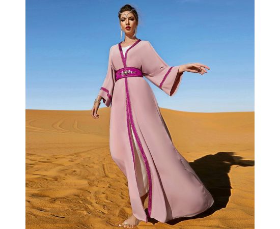 Luxury Women Dubai Abaya Sets Muslim Islamic Open Kimono Sleeve Cardigan Robe Inner Sleeveless Dress Belted Kaftan Gown S-XL