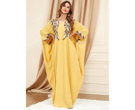 Summer Women Loose Dress Arab Jilbab Robe Muslim Abaya Islamic Turkey Moroccan Kaftan Gown Bat Sleeve Maxi Dresses