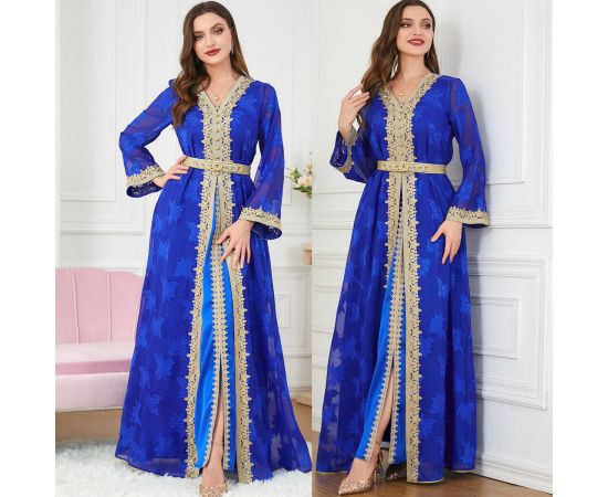 Two Pieces Dress Women Elegant Abaya Sets Middle East Dubai Muslim Party Abaya Kaftan Ramdan Vestidos African Fashion Dresses