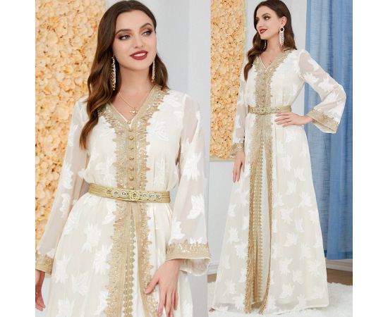 Two Pieces Dress Women Elegant Abaya Sets Middle East Dubai Muslim Party Abaya Kaftan Ramdan Vestidos African Fashion Dresses