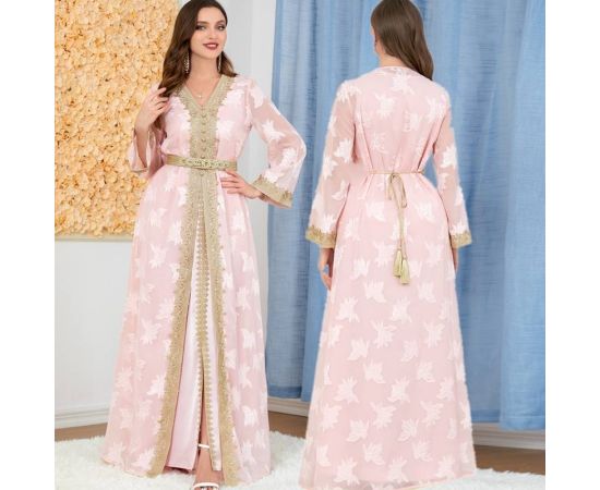 Two Pieces Dress Women Elegant Abaya Sets Middle East Dubai Muslim Party Abaya Kaftan Ramdan Vestidos African Fashion Dresses