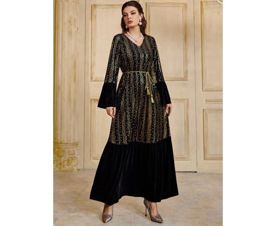 Warm Velvet Dress for Women Ramadan Vestidos Muslim Dubai Party Abaya Islamic Kaftan Modest Long Maxi Robe  S-3XL