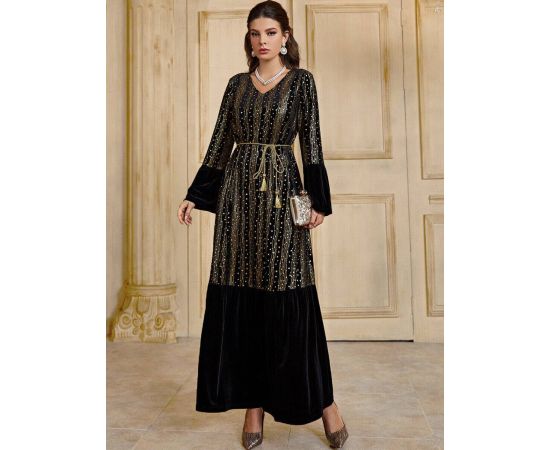 Warm Velvet Dress for Women Ramadan Vestidos Muslim Dubai Party Abaya Islamic Kaftan Modest Long Maxi Robe  S-3XL