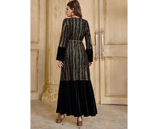 Warm Velvet Dress for Women Ramadan Vestidos Muslim Dubai Party Abaya Islamic Kaftan Modest Long Maxi Robe  S-3XL