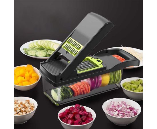 12 In 1 Multifunctional Vegetable Slicer Cutter Shredders Slicer with Basket Fruit Potato Chopper Carrot Grater Kitchen Supplies