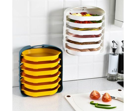 3/6 Layer Plastic Side Dish Rack Storage Tray Multi-Layer Drainable Hot Pot Barbecue Tray Wall-Mounted Household Kitchen Tools