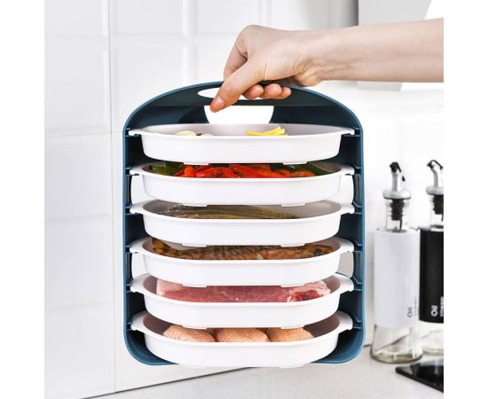 3/6 Layer Plastic Side Dish Rack Storage Tray Multi-Layer Drainable Hot Pot Barbecue Tray Wall-Mounted Household Kitchen Tools