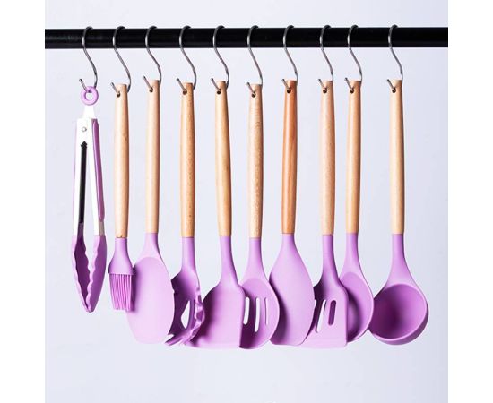 Kitchen Silicone Utensils Set Non-Stick Cookware for Kitchen Wooden Handle Spatula Egg Beaters Kitchenware Kitchen Accessories