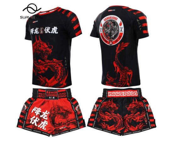 MMA T Shirt Muay Thai Shorts Boxing Training Suit Mens Womens Fitness Gym Fight Kickboxing Pants Bjj Rashguard Martial Arts Gear