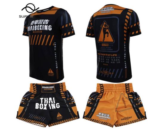 MMA T Shirt Muay Thai Shorts Boxing Training Suit Mens Womens Fitness Gym Fight Kickboxing Pants Bjj Rashguard Martial Arts Gear