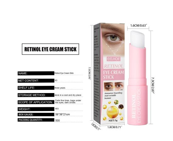 Retinol Eye Cream Stick Moisturizing Anti-aging Firming Eye Cream Moisturizing Firming Dilutes Dark Circles Brightens Eye Area